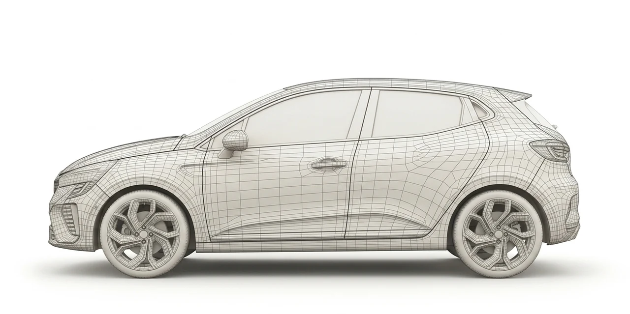 Vue profil Renault Clio 5 filaire